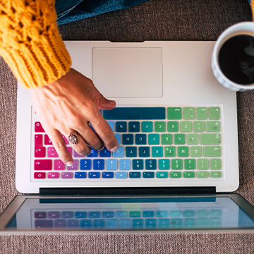 Laptop with colorful keys