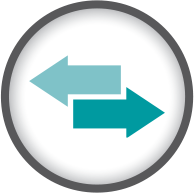 A graphic with two arrows pointing in opposite directions