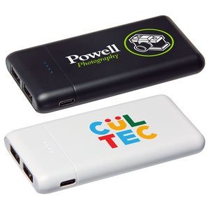 Branded portable chargers with full color logo on them, perfect for on-the-go charging