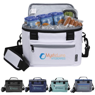 Branded cooler with full color logo on it that is large enough for food and beverages